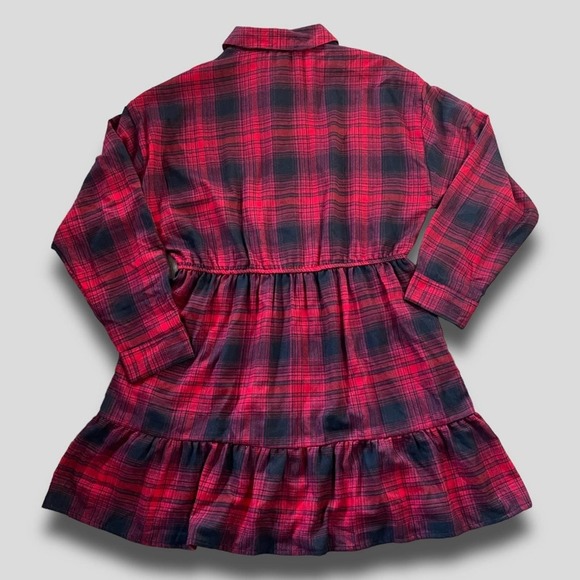 PRIMARK NWT TIERED 90s GRUNGE VIBES PLAID FLANNEL DRESS RED - 12 - Picture 3 of 11